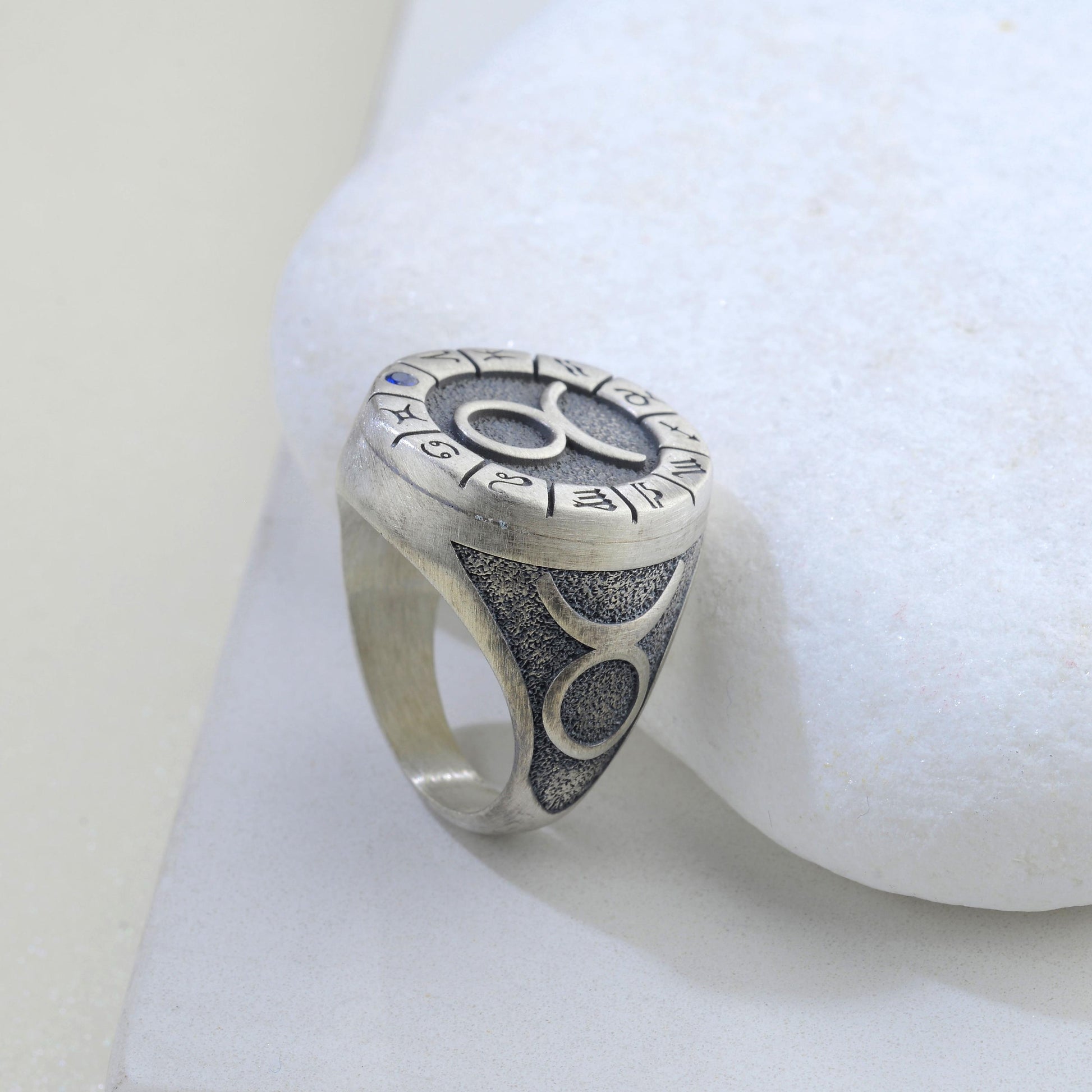 Sterling Silver Taurus Zodiac Ring: Horoscope Astrology Gift