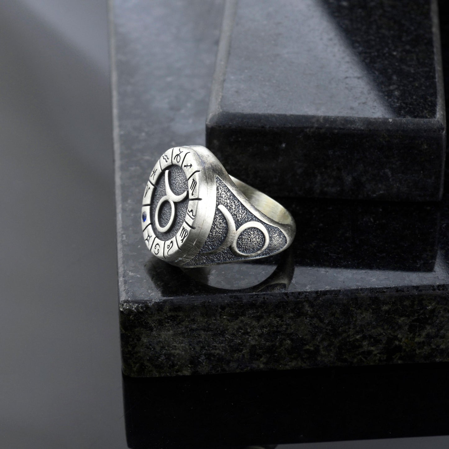 Sterling Silver Taurus Zodiac Ring: Horoscope Astrology Gift