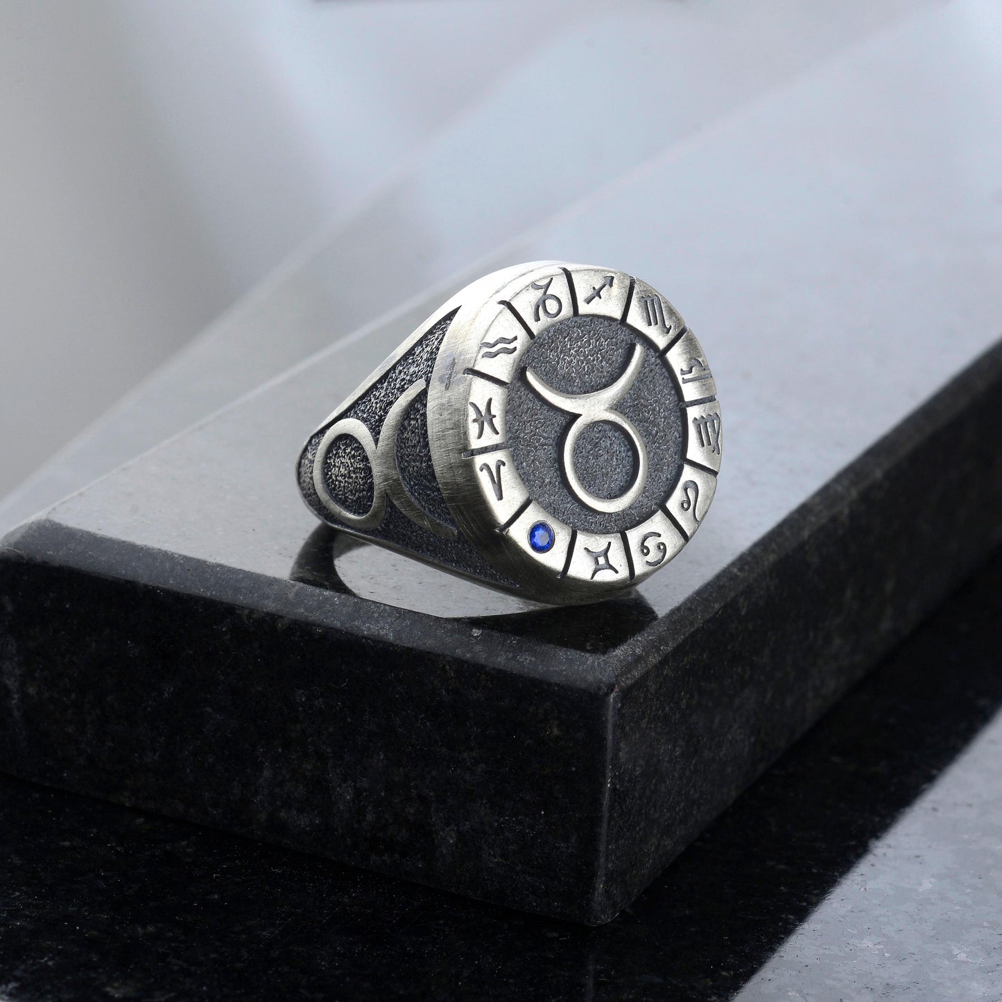 Sterling Silver Taurus Zodiac Ring: Horoscope Astrology Gift