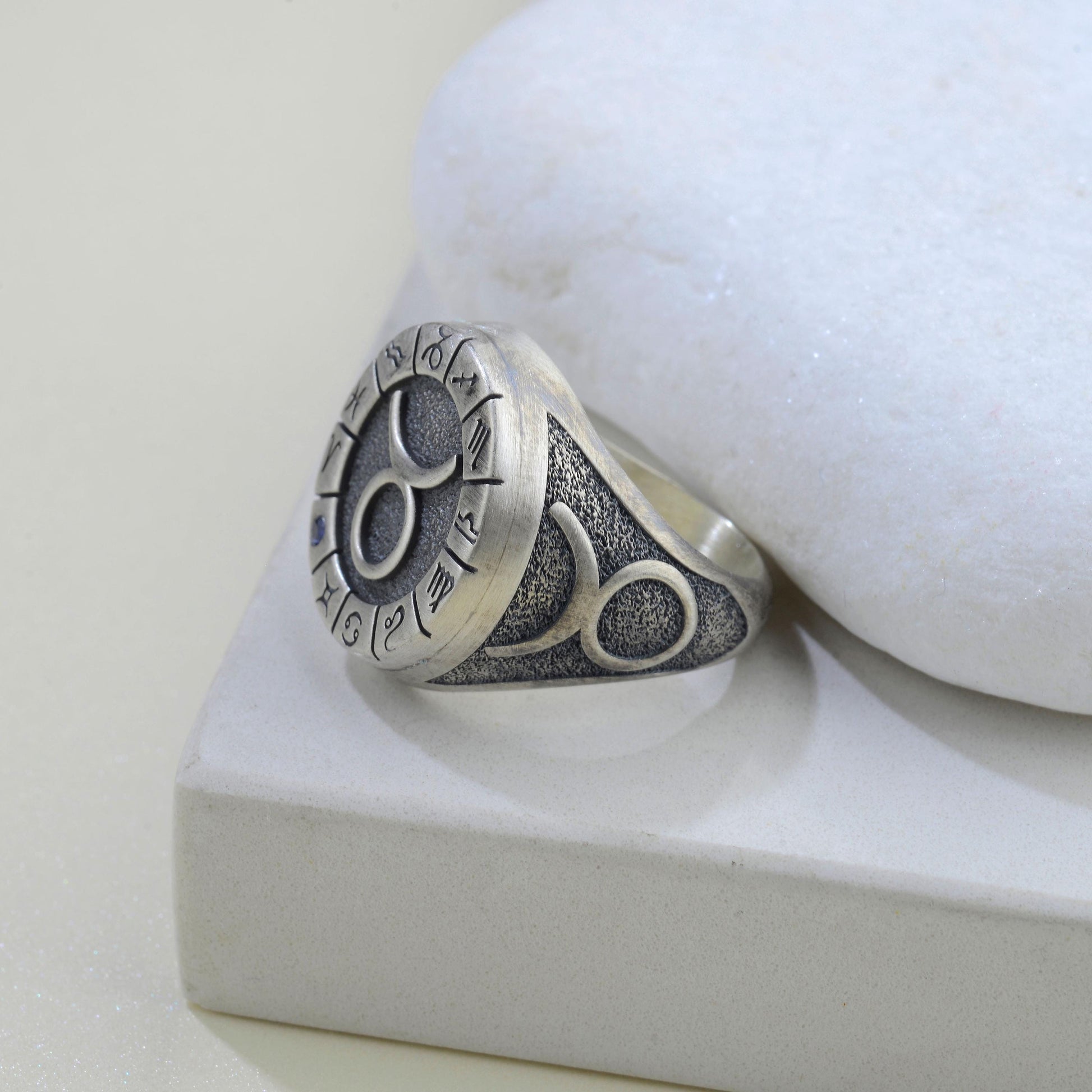 Sterling Silver Taurus Zodiac Ring: Horoscope Astrology Gift