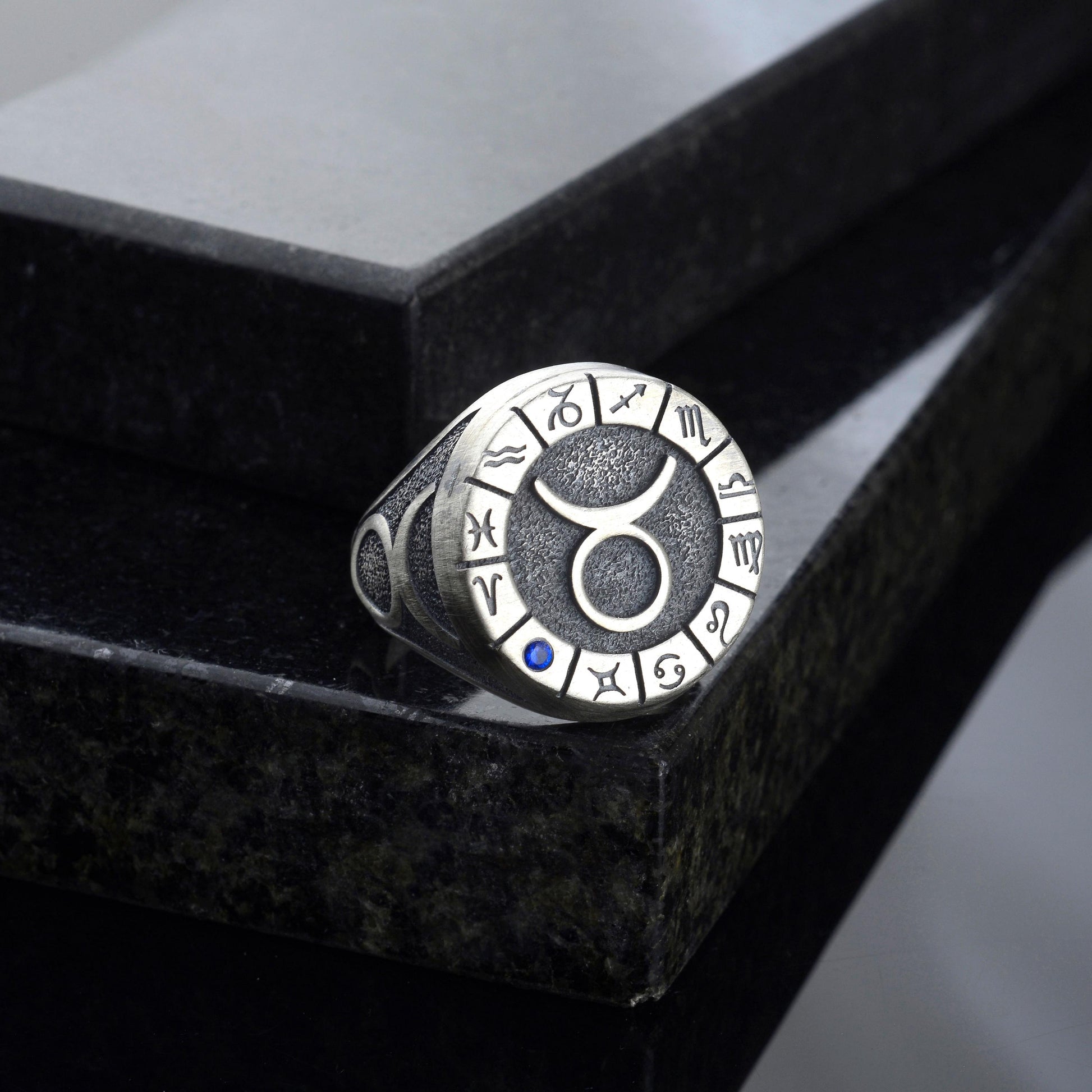 Sterling Silver Taurus Zodiac Ring: Horoscope Astrology Gift