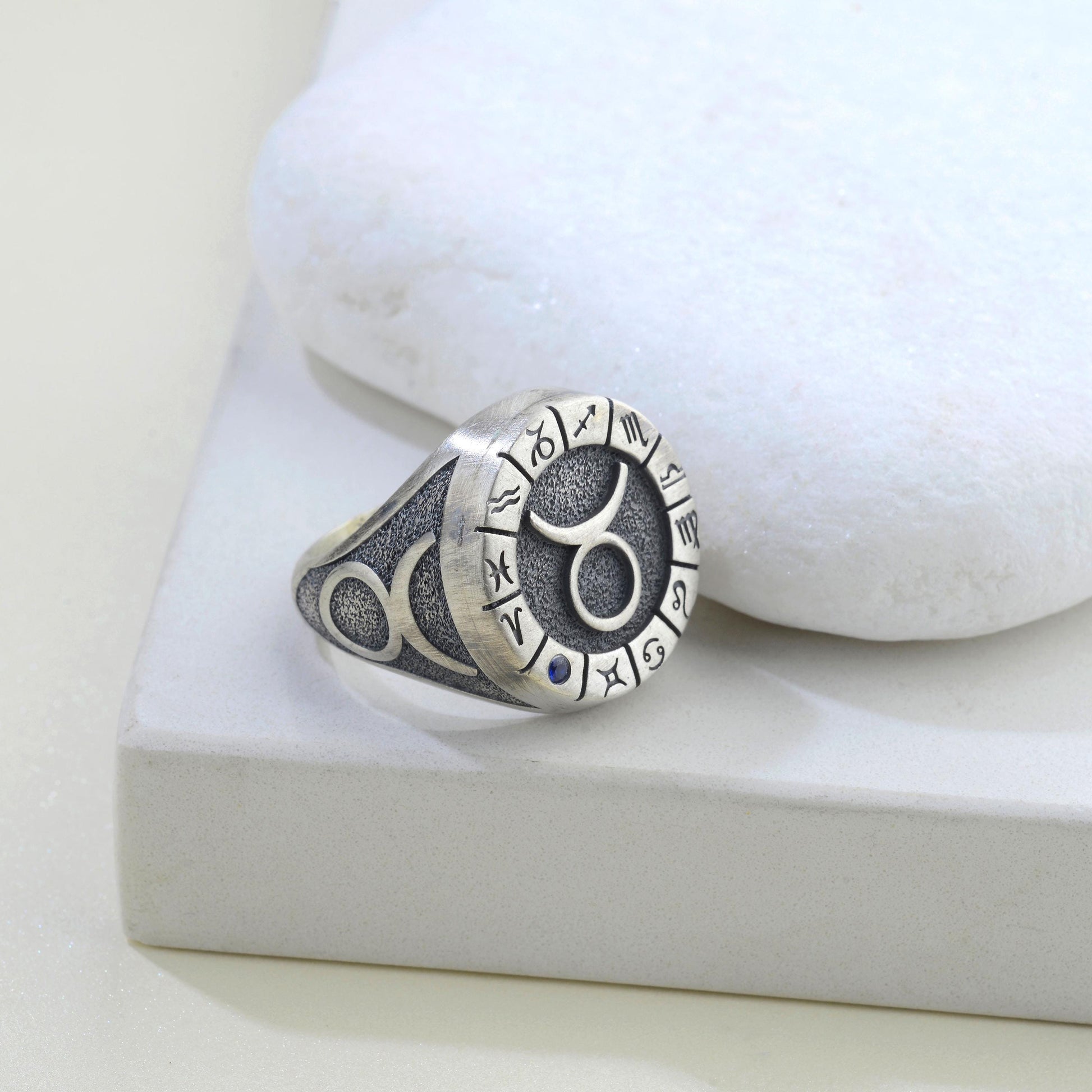 Sterling Silver Taurus Zodiac Ring: Horoscope Astrology Gift