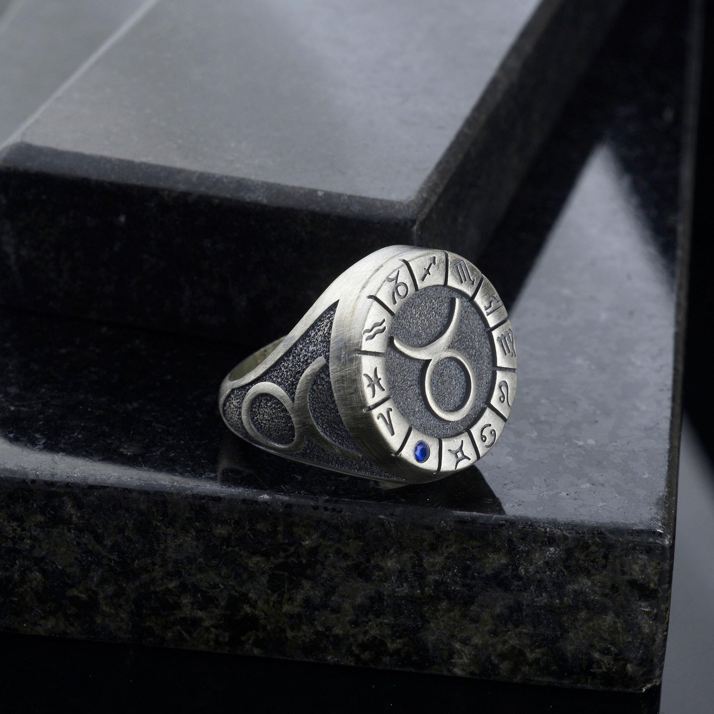 Sterling Silver Taurus Zodiac Ring: Horoscope Astrology Gift