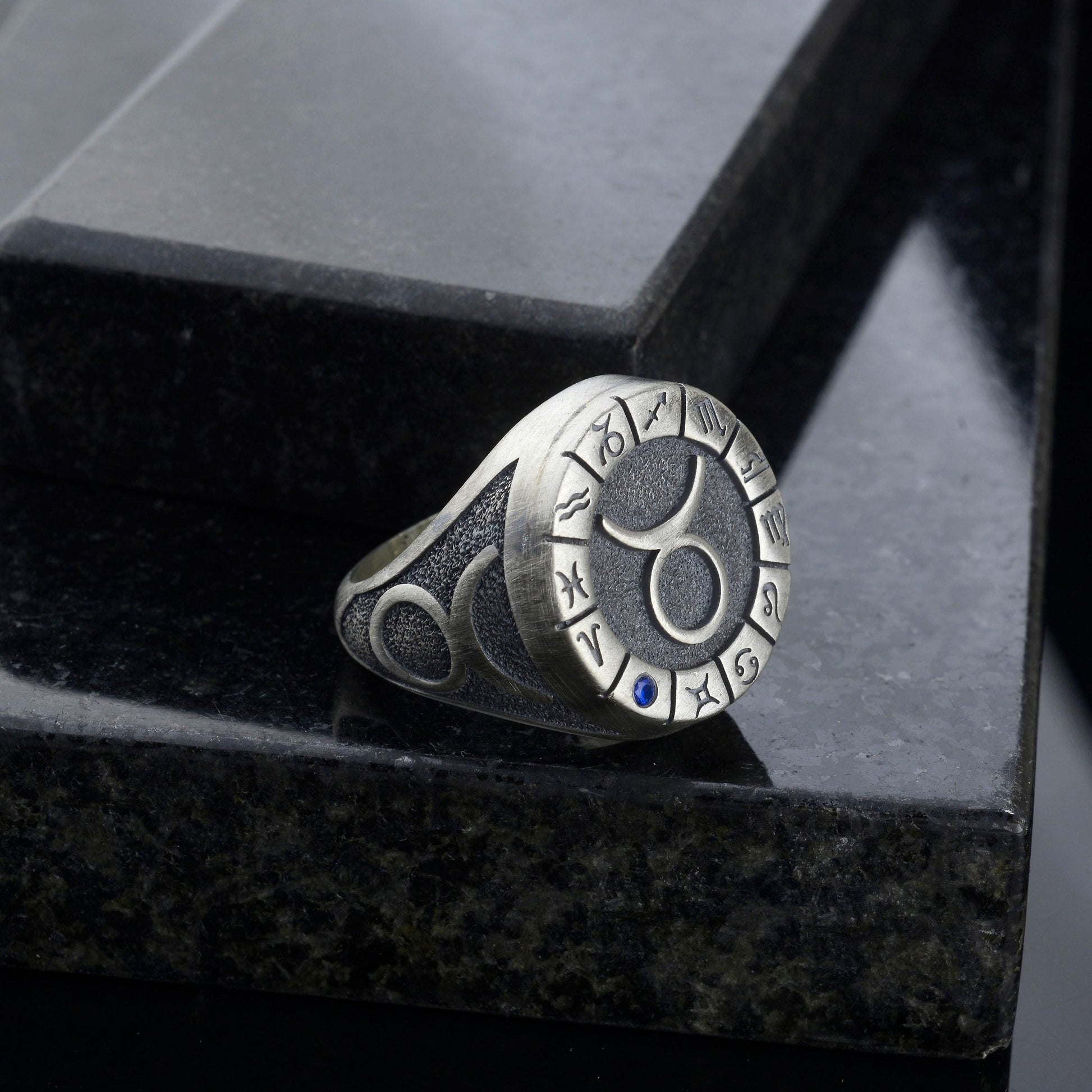 Sterling Silver Taurus Zodiac Ring: Horoscope Astrology Gift