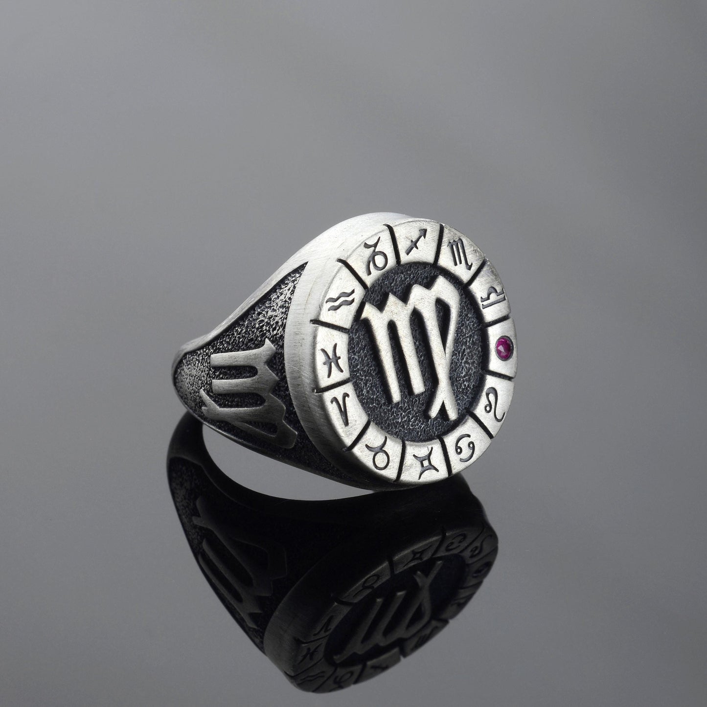 Sterling Silver Virgo Zodiac Ring: Birthstone Ring