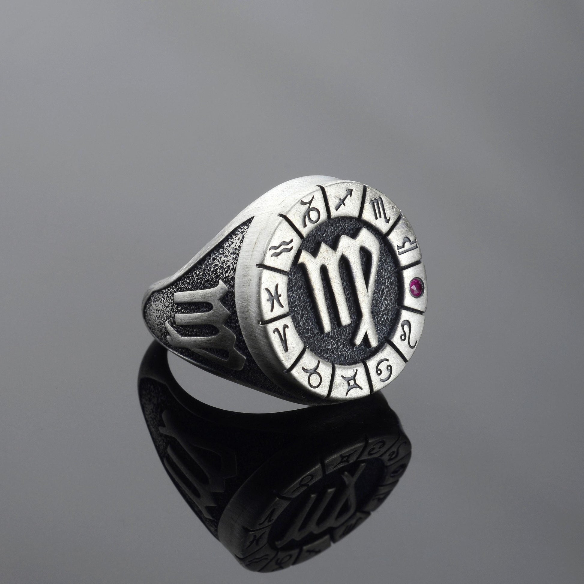 Sterling Silver Virgo Zodiac Ring: Birthstone Ring