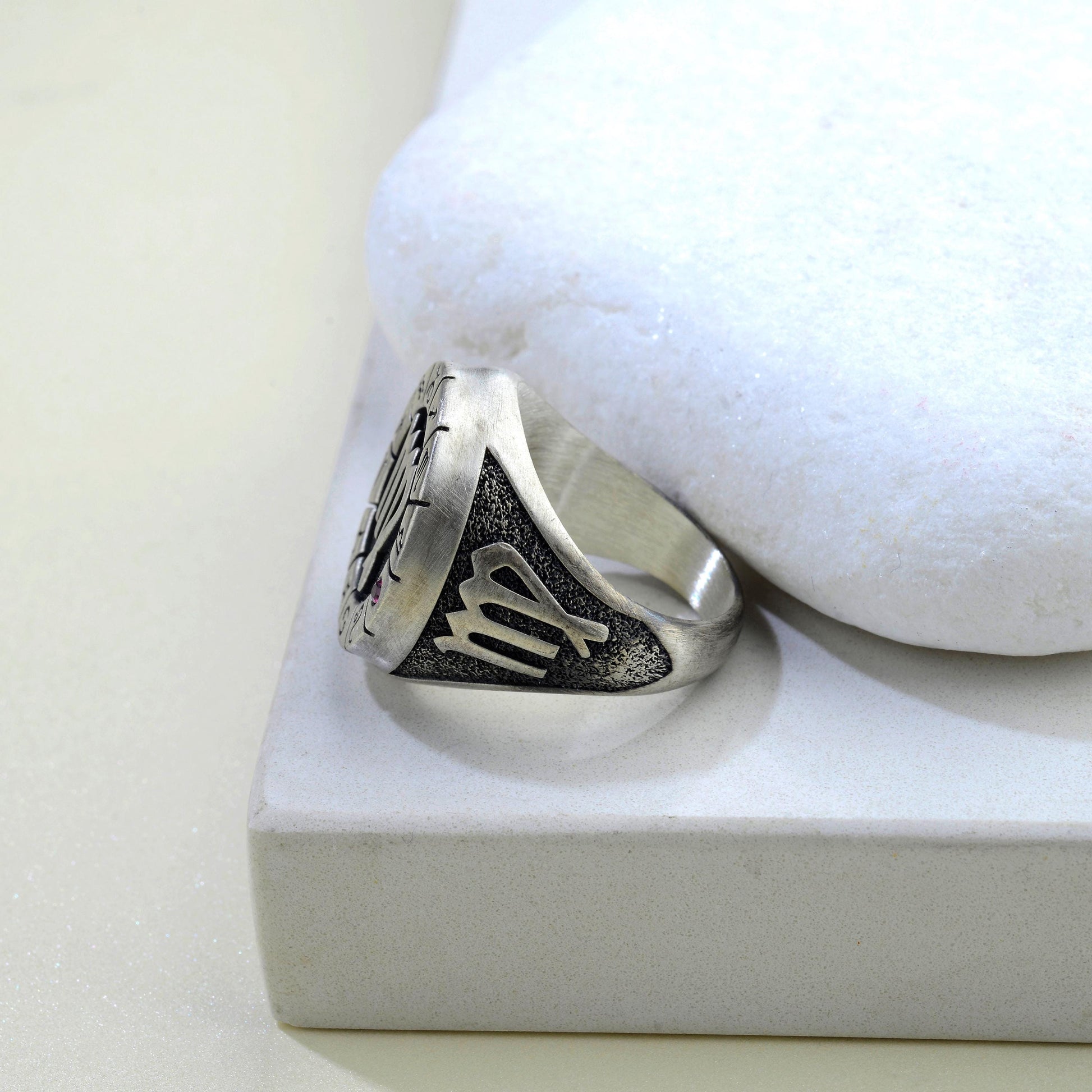 Sterling Silver Virgo Zodiac Ring: Birthstone Ring