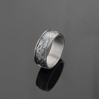 925 Sterling Silver Wavy Night Ring, Ocean Jewelry, Waves Ring, Hand Made Nature Ring, Ocean Waves Jewelry, Sterling Silver Statement Ring