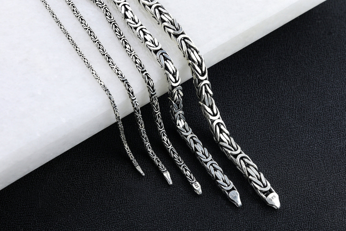 925 Sterling Silver King Chain Bracelet - Silver Byzantine Bracelet