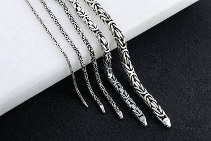 925 Sterling Silver King Chain Bracelet - Silver Byzantine Bracelet