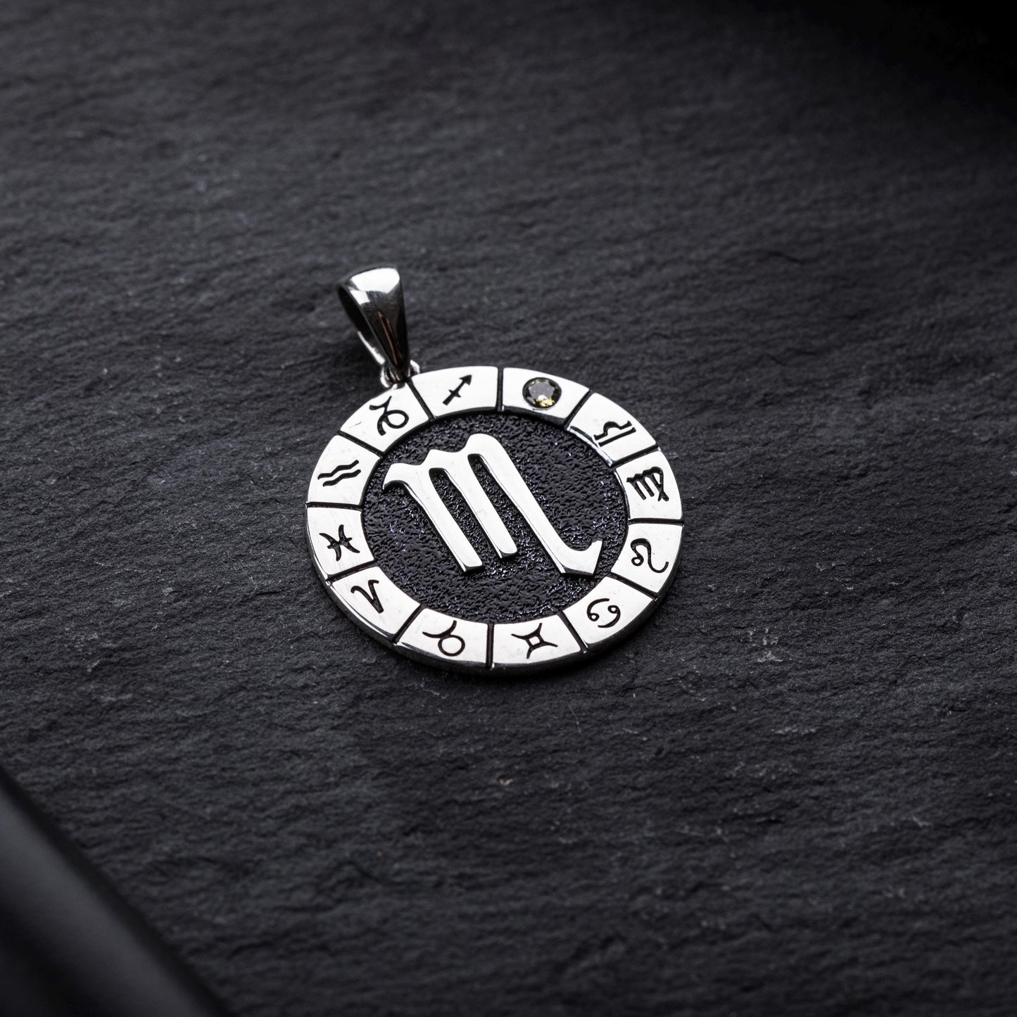 Silver Scorpio Zodiac Pendant, Scorpio Horoscope Pendant, Scorpio Birthstone Pendant, Unisex Zodiac Pendant, Unique Zodiac Jewelry
