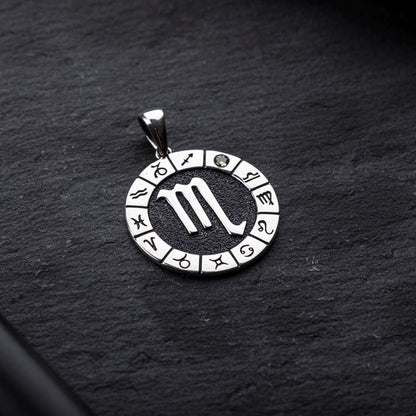 Silver Scorpio Zodiac Pendant, Scorpio Horoscope Pendant, Scorpio Birthstone Pendant, Unisex Zodiac Pendant, Unique Zodiac Jewelry