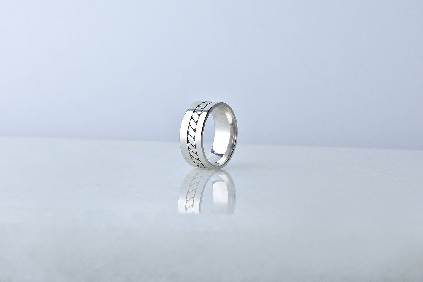 925 Sterling Silver Pen Embroidered Ring, Real Silver Celtic Knotwork Design Ring,  Birthday Gift, Women’s Men’s Silver Band, Gift for Him