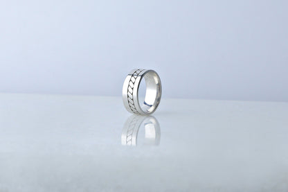 925 Sterling Silver Pen Embroidered Ring, Real Silver Celtic Knotwork Design Ring,  Birthday Gift, Women’s Men’s Silver Band, Gift for Him