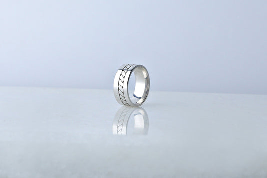 925 Sterling Silver Pen Embroidered Ring, Real Silver Celtic Knotwork Design Ring,  Birthday Gift, Women’s Men’s Silver Band, Gift for Him