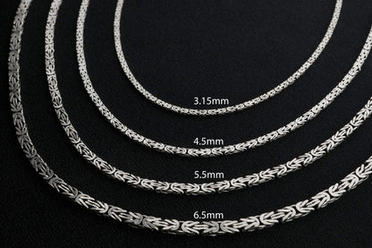 925 Sterling Silver Flat King Chain Necklace, Real Silver Byzantine Necklace, Flat Byzantine Chain, Gift for Boyfriend, Gift for Dad