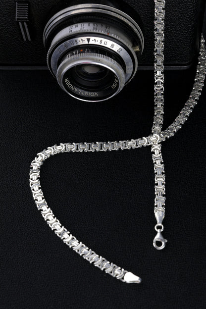 925 Sterlin Silver Handmade Euro King Chain Necklace