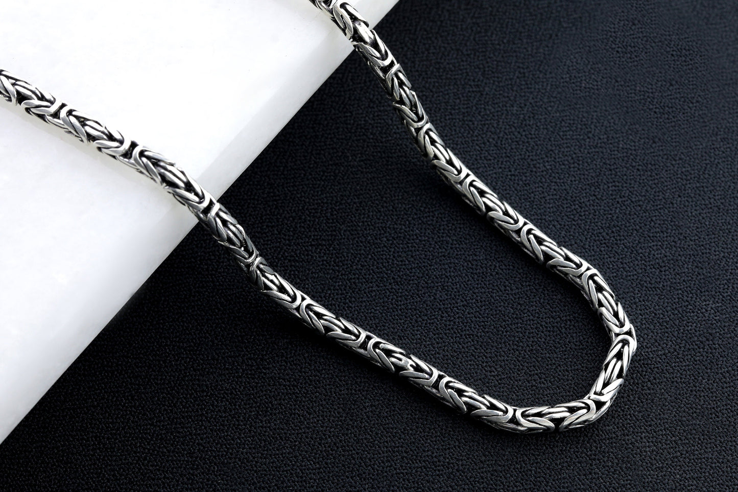 Handmade 925 Sterling Silver Byzantine Chain Necklace