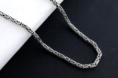 Handmade 925 Sterling Silver Byzantine Chain Necklace