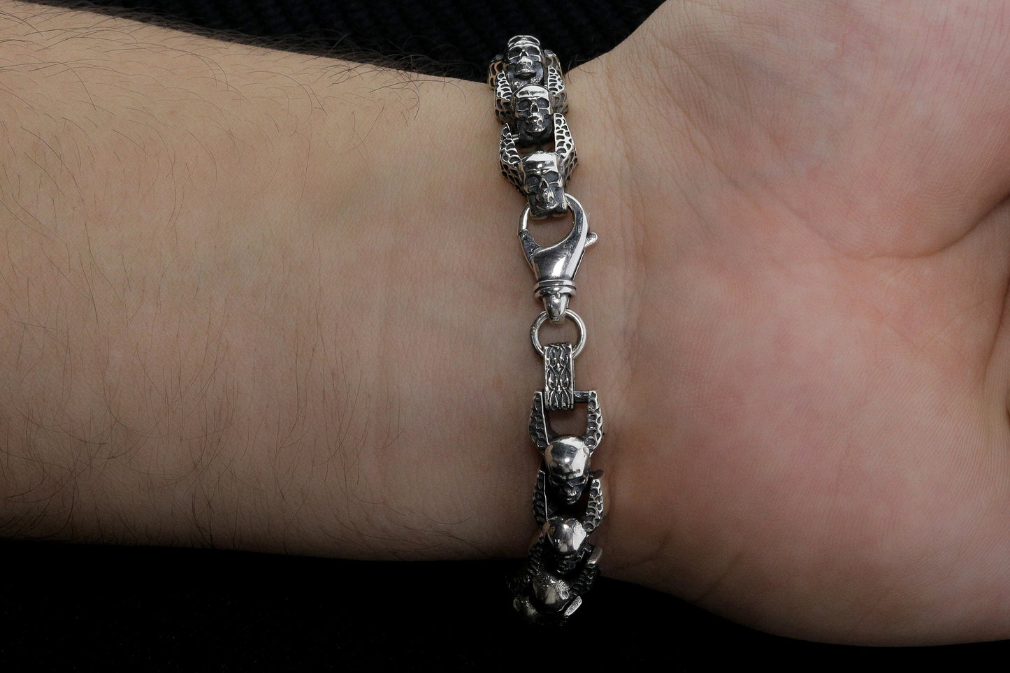 925 Sterling Silver Skull Bracelet