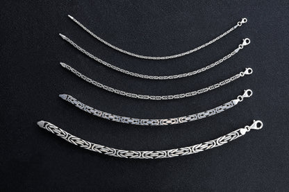 925 Sterling Silver King Chain Bracelet - Silver Byzantine Bracelet