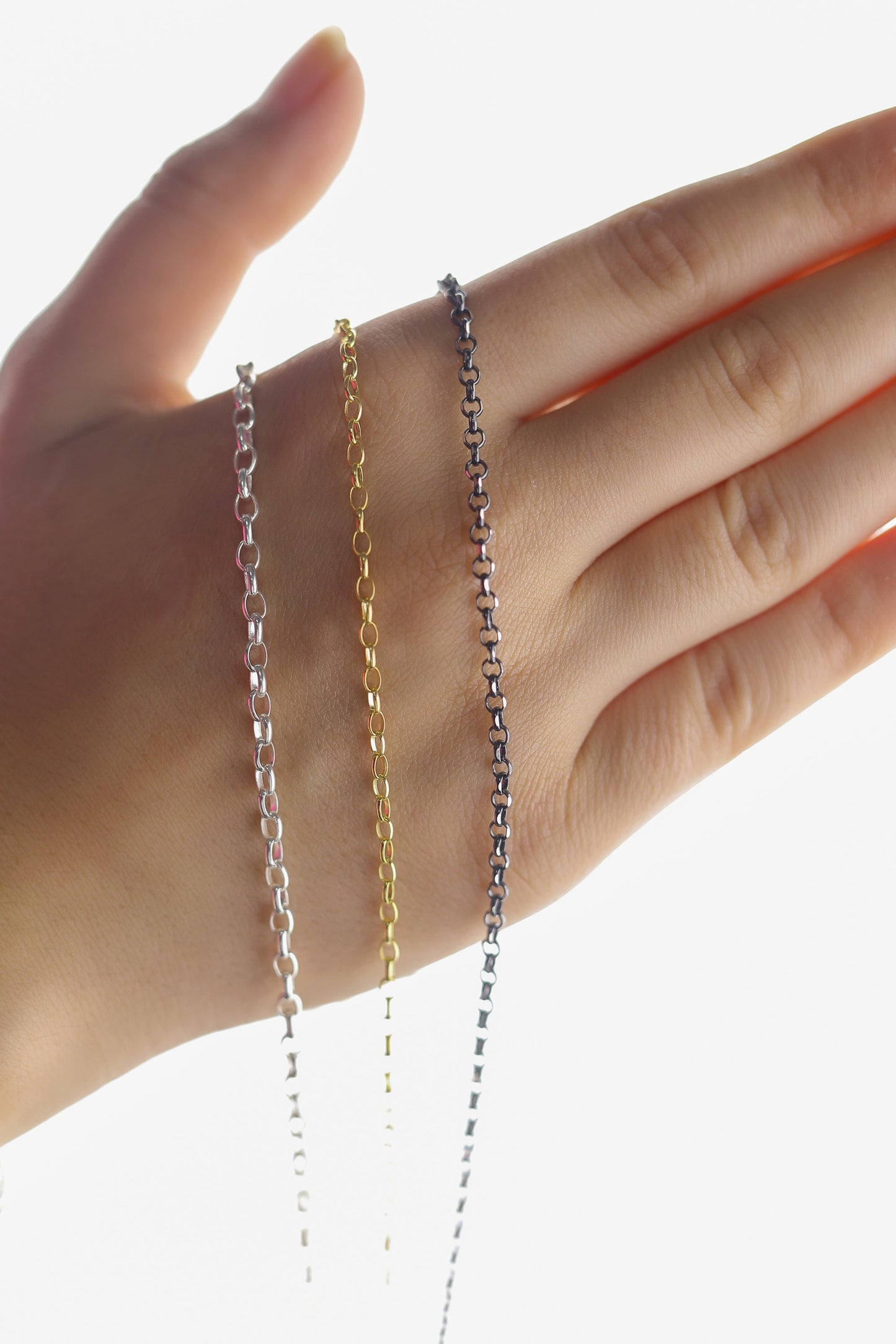 925 Sterling Silver Doc Necklace, Handmade Rolo Doc Chain, Elegant Women's Jewelry, Real Silver Necklace for Men and Women, Gift for Him