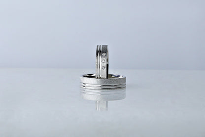 925 Sterling Silver Pen Embroided Cubic Zirconia Ring, Bruised Silver Ring for Engagement, Real Silver Diamond Simulant Ring, Birthday Gift