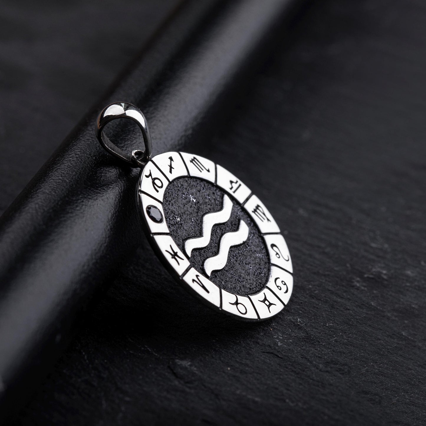 Silver Aquarius Zodiac Pendant, Aquarius Horoscope Pendant, Aquarius Birthstone Pendant, Unisex Zodiac Pendant, Unique Zodiac Jewelry