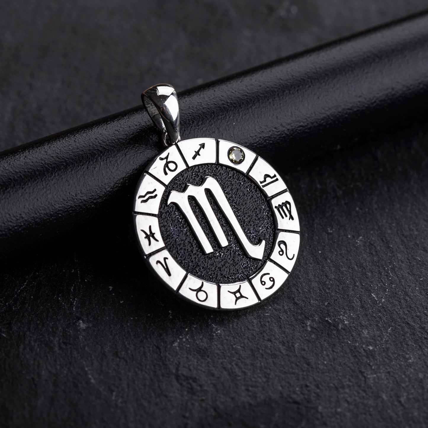Silver Scorpio Zodiac Pendant, Scorpio Horoscope Pendant, Scorpio Birthstone Pendant, Unisex Zodiac Pendant, Unique Zodiac Jewelry
