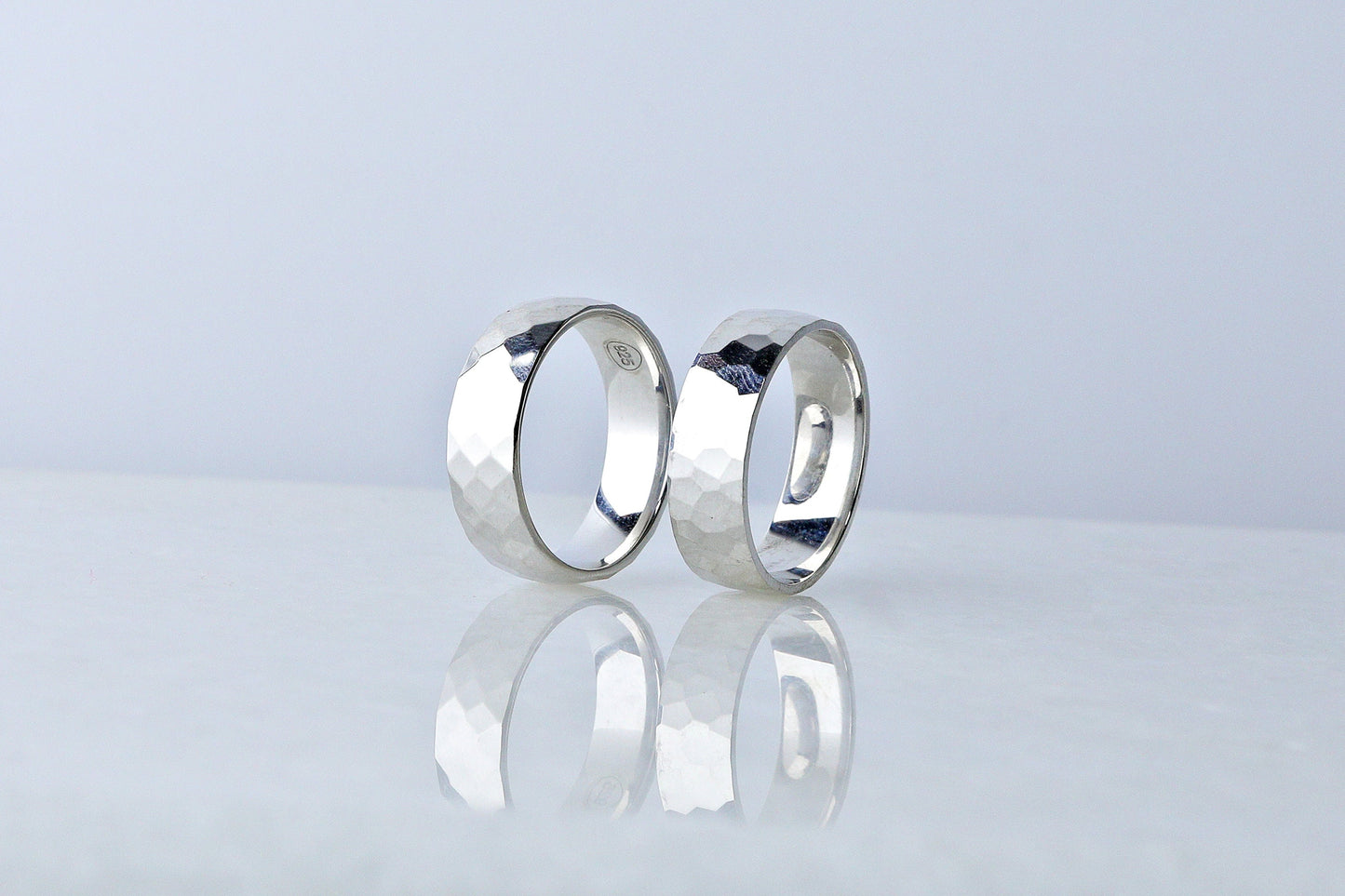 925 Sterling Silver Dainty High Polished Ring, Real Silver Hammered Soft-Edged Ring, Elegant Wedding Band, Anniversary Gift for Her Him