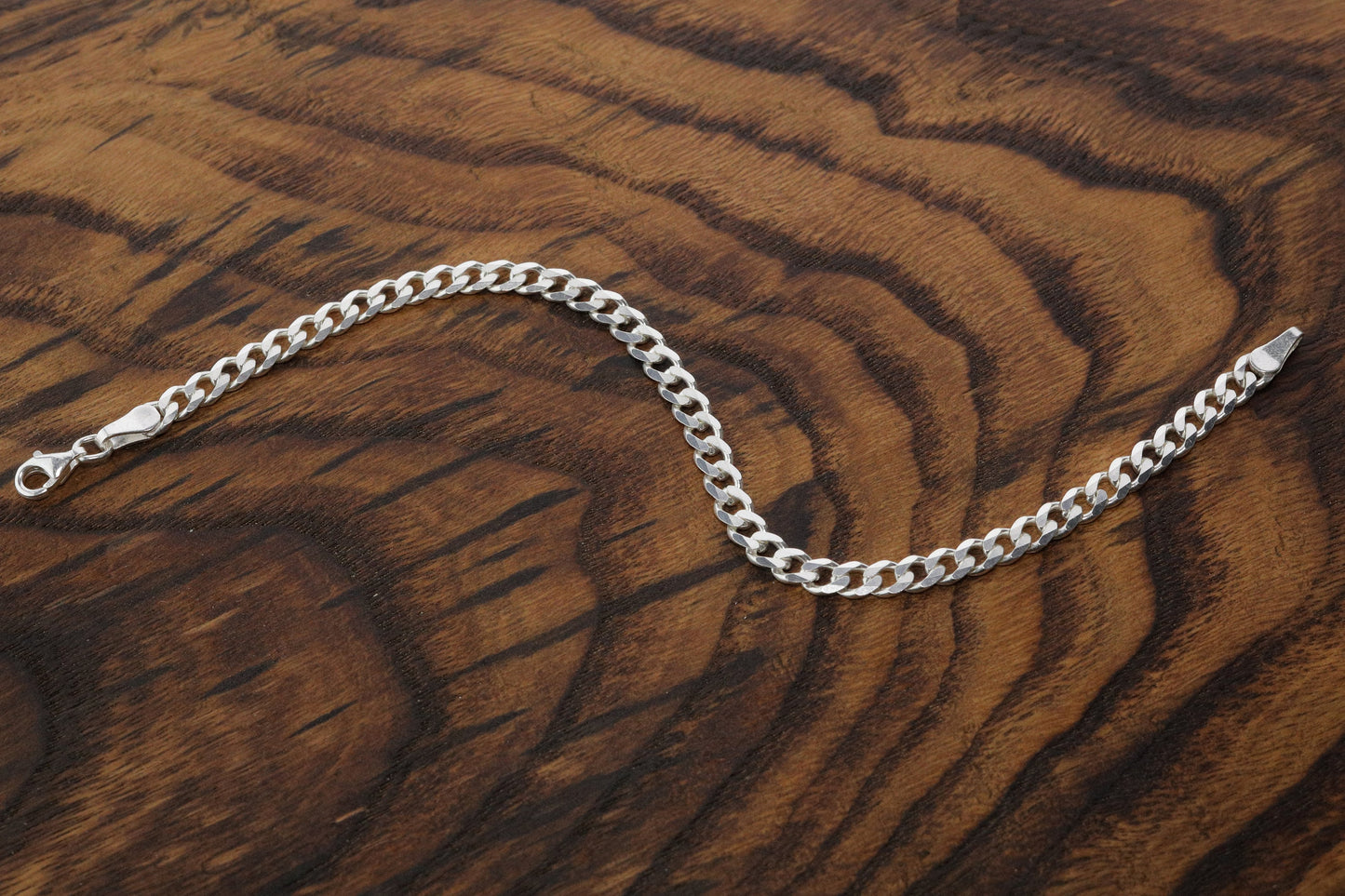 925 Sterling Silver Cuban Chain Bracelet - 4.5 mm Curb Bracelet for Men