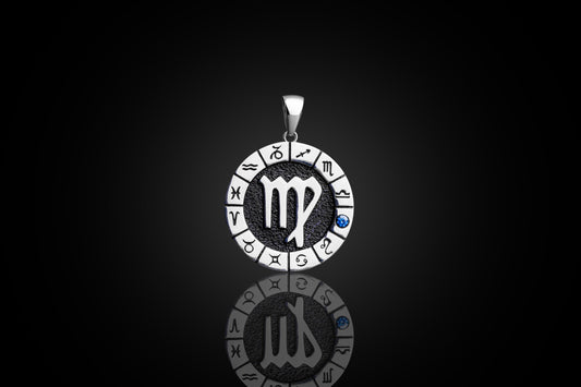 Silver Virgo Zodiac Pendant