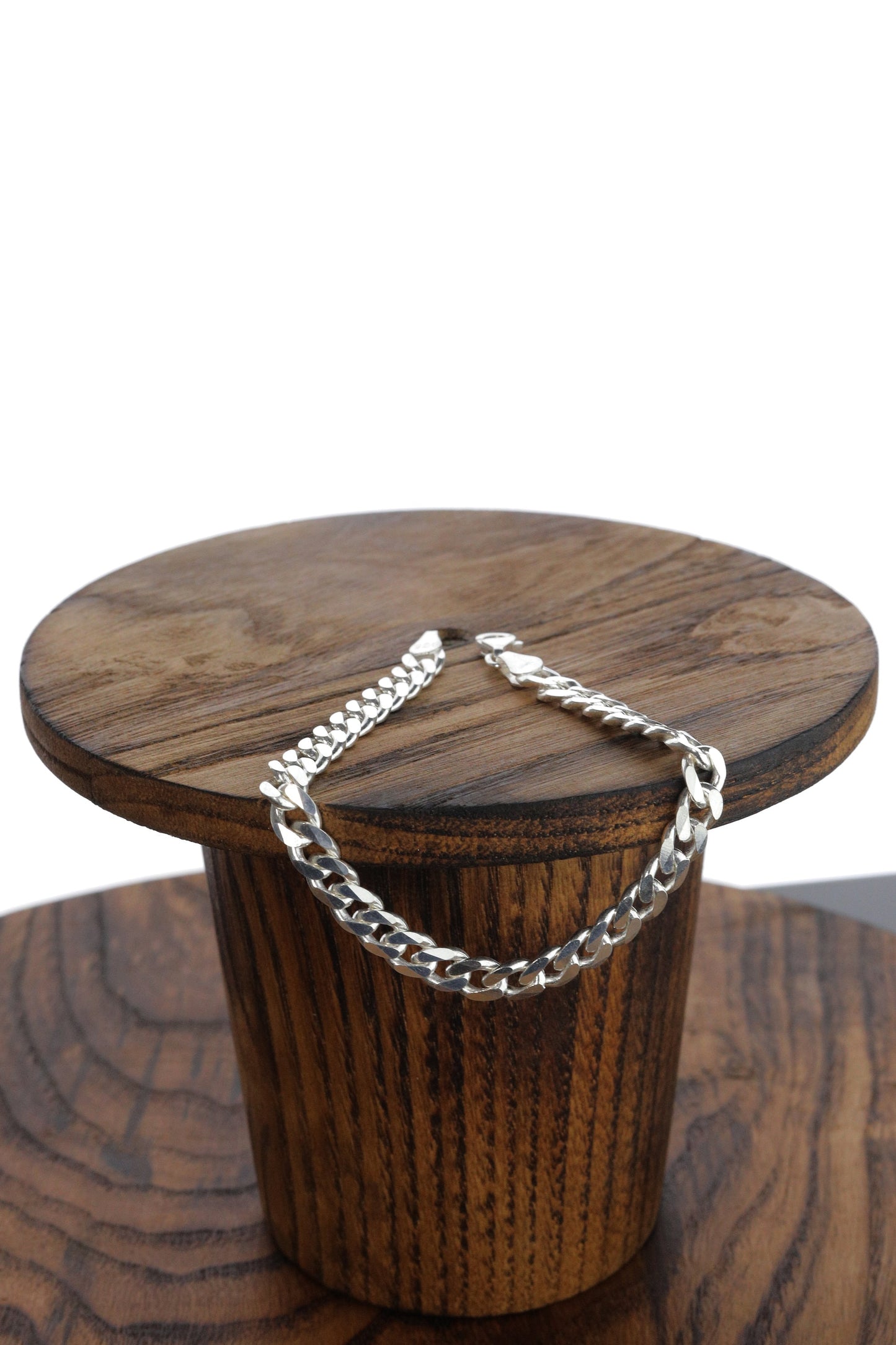 925 Sterling Silver Cuban Chain Bracelet, 6.5 mm Curb Bracelet for Men