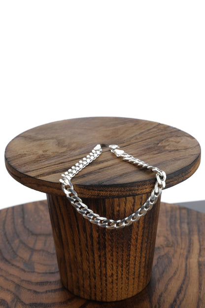 925 Sterling Silver Cuban Chain Bracelet, 6.5 mm Curb Bracelet for Men
