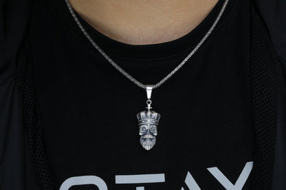 Sterling Silver Skull Necklace, Silver Skull Pendant, Pirate Skull, Silver Byzantine Necklace, Gift for Boyfriend, Haloween gift