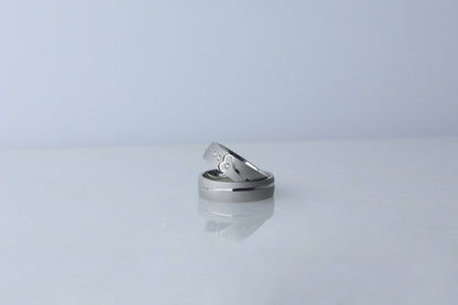 925 Sterling Silver Sandblasted Ring, Real Silver Cubic Zirconia Layered Ring, Dainty Diamond Simulant Ring, Anniversary Gift for Her Him