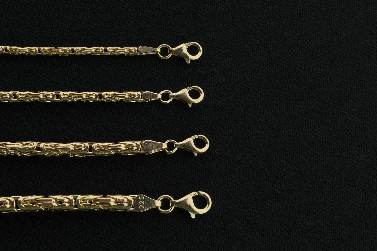 925 Silver Gold Plated Round King Chain Bracelet