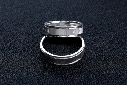 Elegant Silver Wedding Ring Set, Cubic Zircon Ring for Couples,Silver Wedding Bands,6mm Man and Woman Matching Set for Couples,Promise Rings