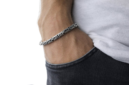 925 Sterling Silver Round King Chain Bracelet