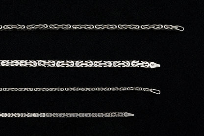 925 Sterling Silver Flat King Chain Necklace, Real Silver Byzantine Necklace, Flat Byzantine Chain, Gift for Boyfriend, Gift for Dad