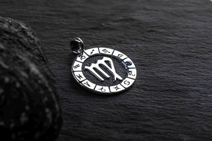 Silver Virgo Zodiac Pendant