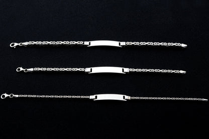 925 Sterling Silver Personalized King Chain Bracelet, Real Silver ID Bracelet, Handmade Square Chain, Minimalist Jewelry for Men,Gift