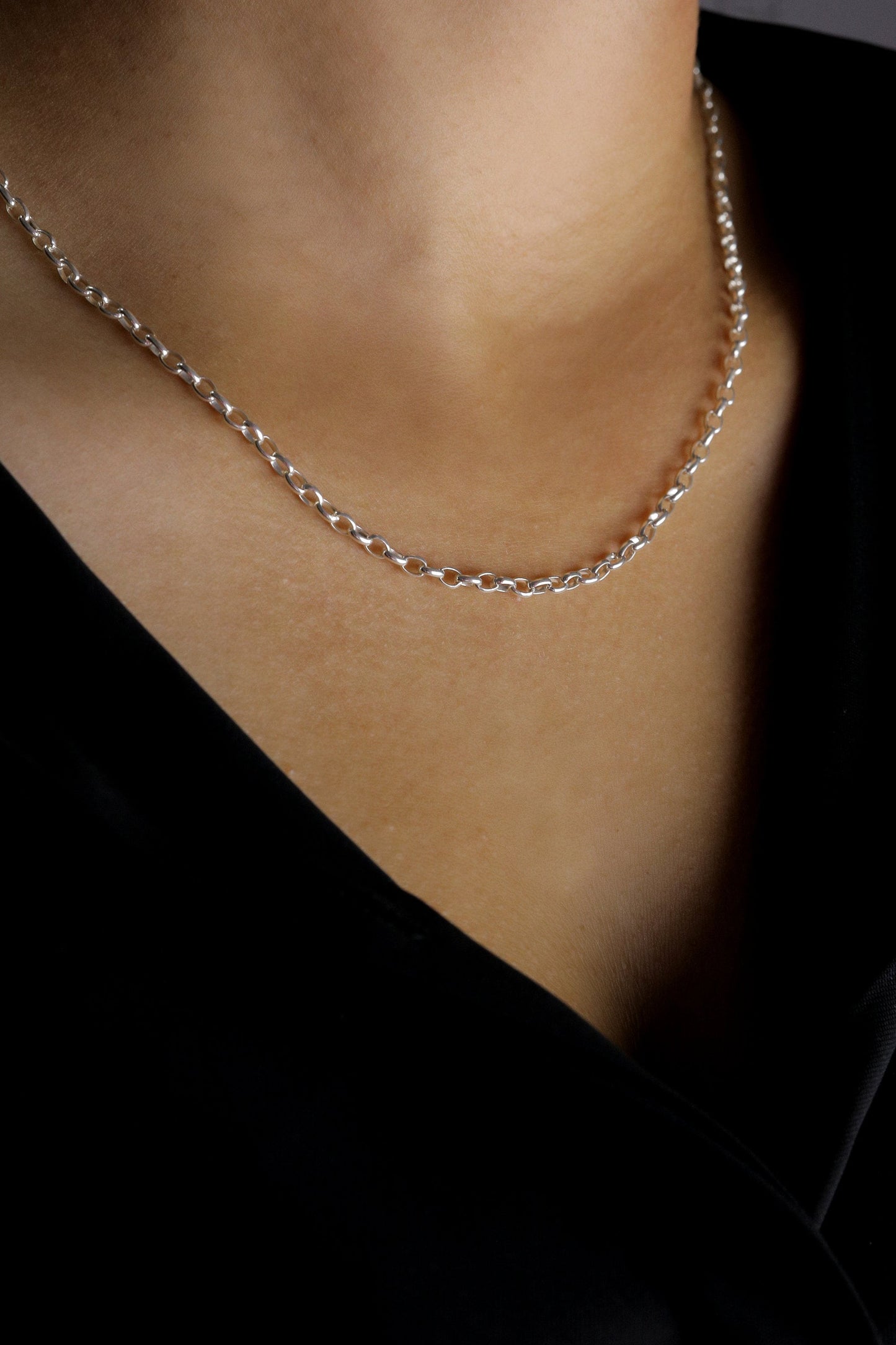 925 Sterling Silver Doc Necklace, Handmade Rolo Doc Chain, Elegant Women's Jewelry, Real Silver Necklace for Men and Women, Gift for Him
