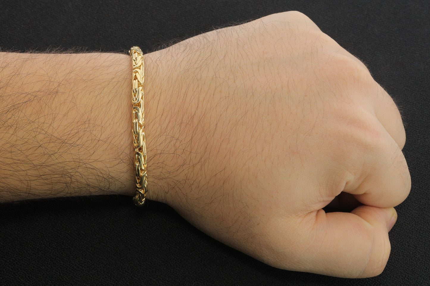 925 Silver Gold Plated Round King Chain Bracelet