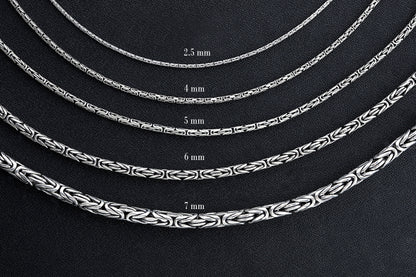 Handmade 925 Sterling Silver Byzantine Chain Necklace