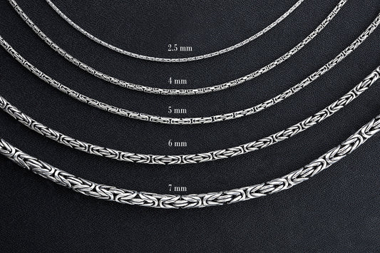 Handmade 925 Sterling Silver Byzantine Chain Necklace