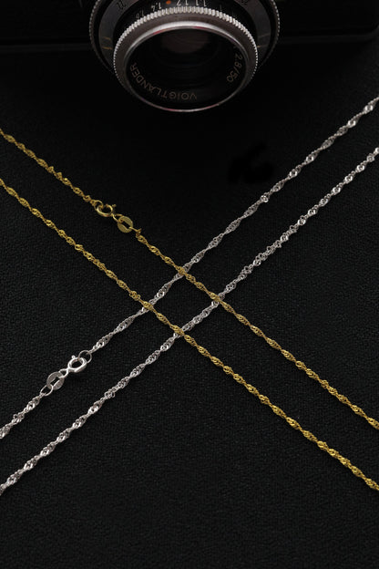 925 Sterling Silver Singapore Necklace, Real Silver Chain Necklace, Layering Chain for Women, Gold Plated Jewelry, Birthday Gift for Her