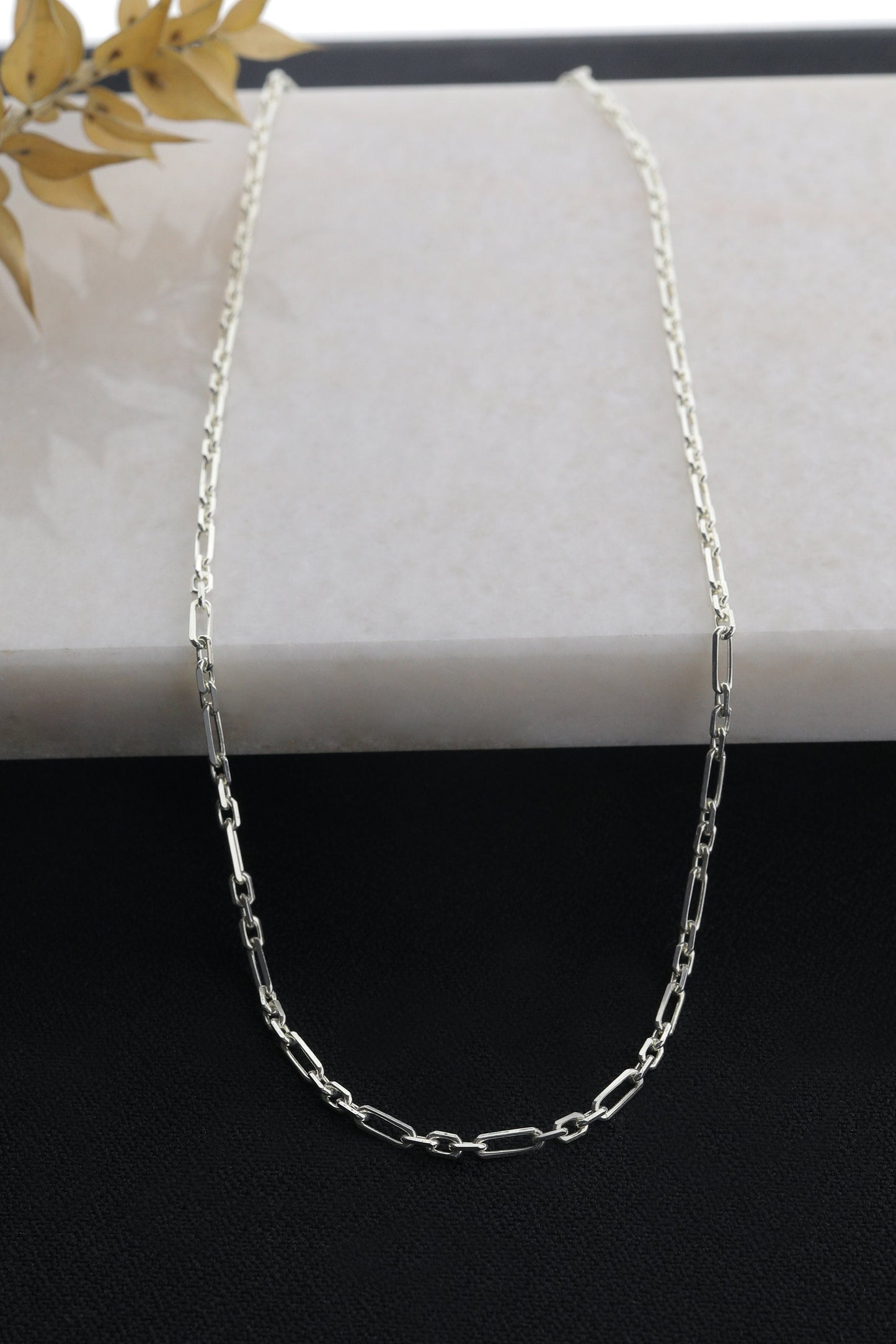 925 Sterling Silver Hallow Chain Necklace, Real Solid Silver 3+1 Hallow Chain Minimalist Necklace, Dainty Jewelry for Women, Gift for Her