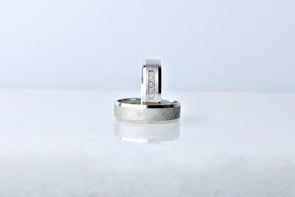 925 Sterling Silver Engraved Diamond Shape Ring, Dainty Layered Brused Silver Ring, Chic Engagement Ring, Anniversary Gift for Her Him