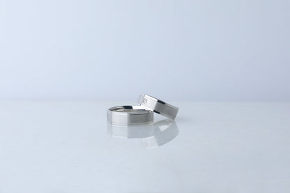 925 Sterling Silver Flat Milgraine Layered Ring, Elegant Real Silver Diamond Simulant Ring, Brused Silver Ring, Anniversary Gift for Her Him